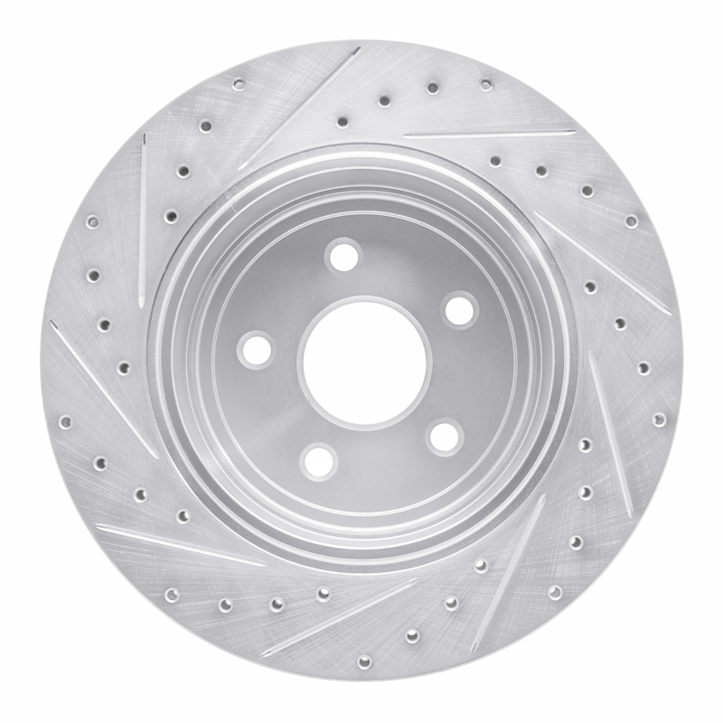 Jeep Grand Cherokee Brake Rotor (1) - Rear Right - R1 Concepts - Drilled & Slotted - Silver - `06-`10